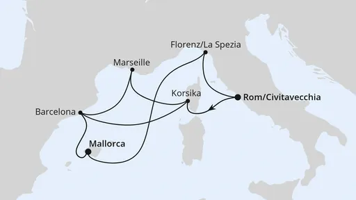 Route Spanien, Frankreich & Italien ab Civitavecchia 1