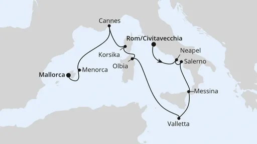 Route Italien & Mittelmeerinseln ab Civitavecchia