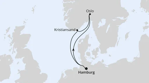 Route Kurzreise nach Norwegen ab Hamburg