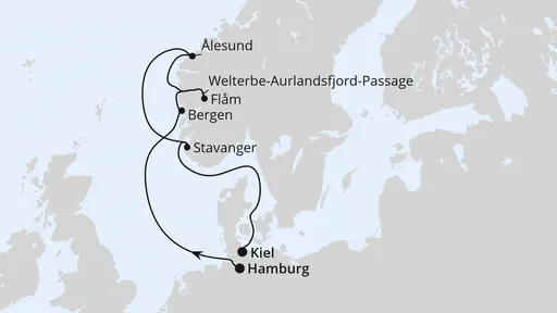 Route Norwegens Welterbe von Hamburg nach Kiel