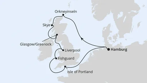 Route Königreich Großbritannien ab Hamburg 2