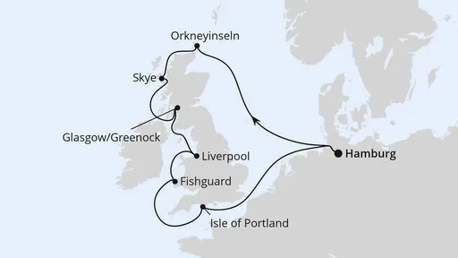 Route Königreich Großbritannien ab Hamburg 2