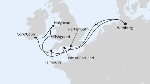 Route Großbritannien & Irland ab Hamburg