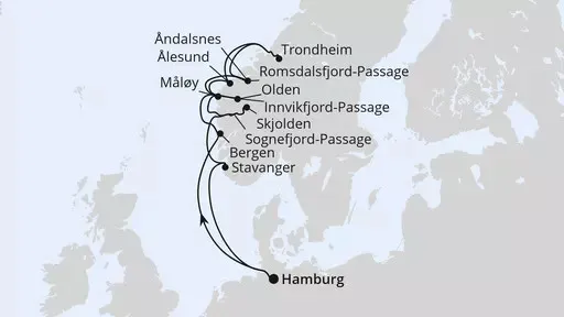 Route Norwegische Fjordlandschaft ab Hamburg 2