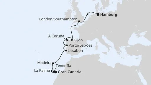 Route Westeuropa-Highlights ab Hamburg 2