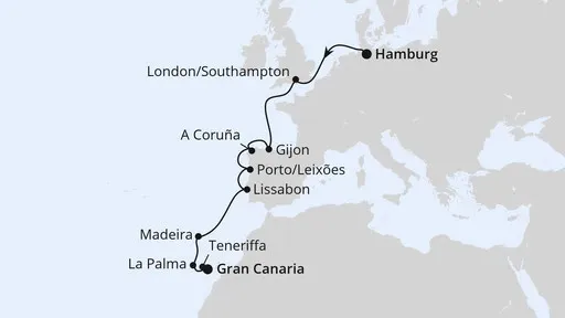 Route Westeuropa-Highlights ab Hamburg 2