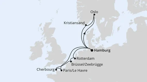 Route Weihnachtsreise Metropolen & Südnorwegen ab Hamburg