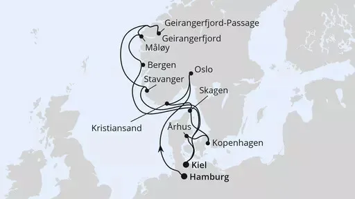 Route Große Skandinavien-Reise von Hamburg nach Kiel 2