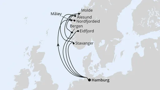 Route Große Norwegen-Reise ab Hamburg 1