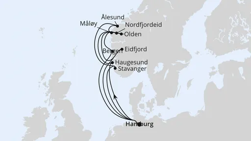 Route Große Norwegen-Reise ab Hamburg 1