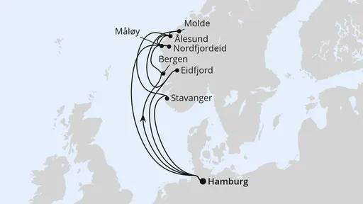 Route Große Norwegen-Reise ab Hamburg 1