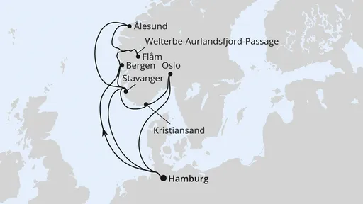 Route Große Norwegen-Reise ab Hamburg 2