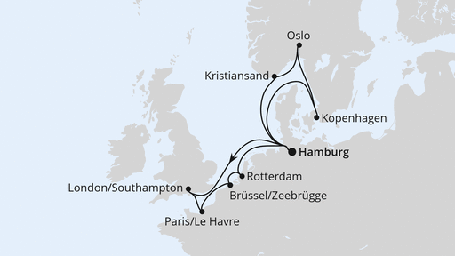 AIDAnova Kreuzfahrt - 14 Nächte - Metropolen & Skandinavien ab Hamburg ab 28.11.26