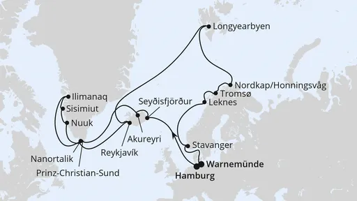 Route Island, Grönland & Spitzbergen ab Hamburg