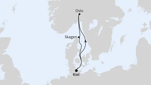 Route Kurzreise nach Norwegen & Dänemark ab Kiel 1