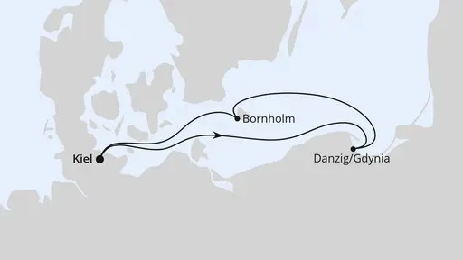 Route Kurzreise nach Polen & Dänemark ab Kiel
