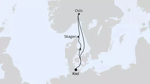 Route Kurzreise nach Norwegen & Dänemark ab Kiel 1