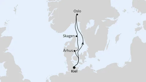 Route Kurzreise nach Skandinavien ab Kiel