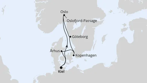 Route Skandinavische Highlights ab Kiel 1