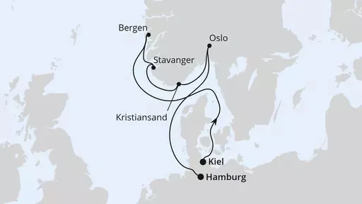 Route Südnorwegen ab Kiel