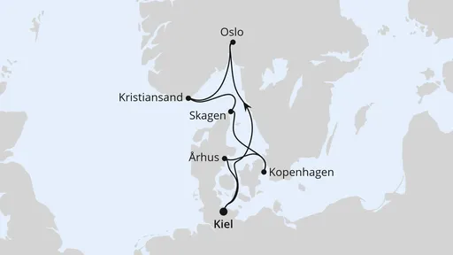 Route Skandinavische Highlights ab Kiel