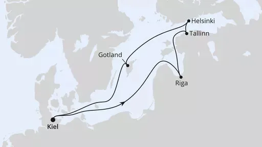 Route Osterreise auf der Ostsee ab Kiel 