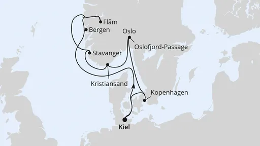 Route Winterliches Norwegen ab Kiel