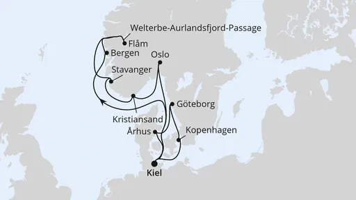 Route Skandinavische Highlights ab Kiel 2