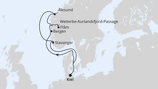 Route Große Norwegen-Reise ab Kiel
