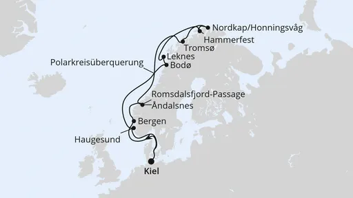 Route Norwegen mit Lofoten & Nordkap ab Kiel