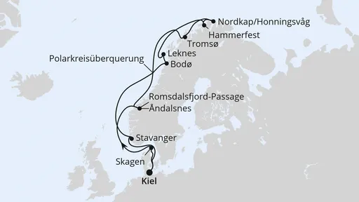 Route Norwegen mit Lofoten & Nordkap ab Kiel