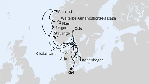 Route Große Skandinavien-Reise ab Kiel