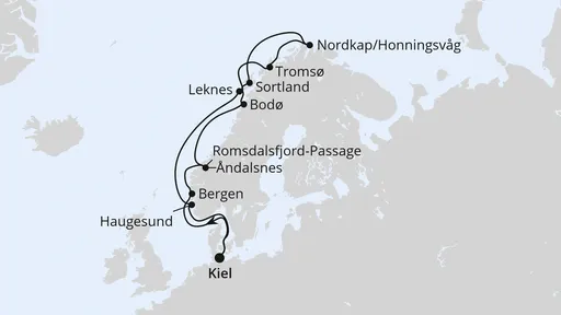 Route Norwegen mit Lofoten & Nordkap ab Kiel