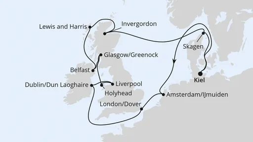 Route Großbritannien & Irland ab Kiel
