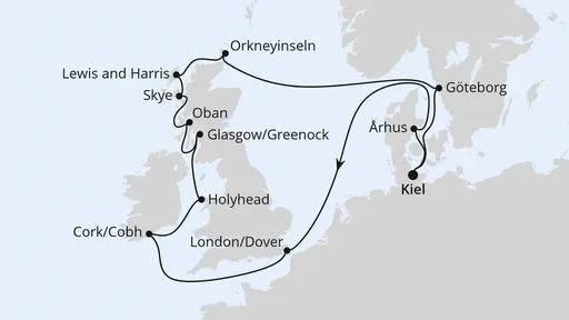 Route Großbritannien & Irland ab Kiel