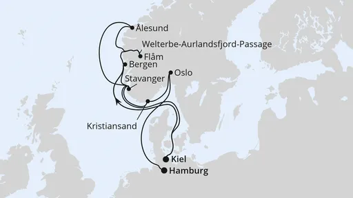 Route Große Norwegen-Reise ab Kiel