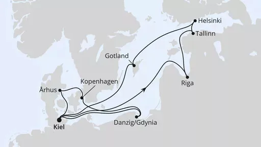 Route Große Ostsee-Reise mit Lichterfest in Riga ab Kiel