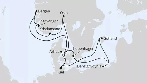 Route Ostsee & Norwegen ab Kiel 1