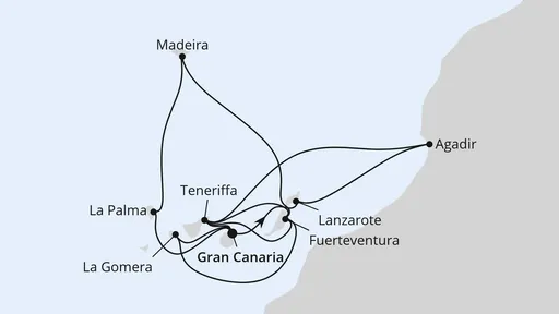 Route Große Kanaren-Reise mit Madeira & Marokko
