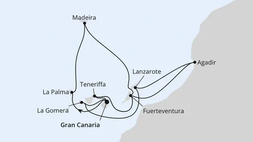 Route Große Kanaren-Reise mit Madeira & Marokko