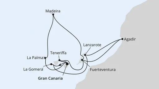 Route Große Kanaren-Reise mit Madeira & Marokko
