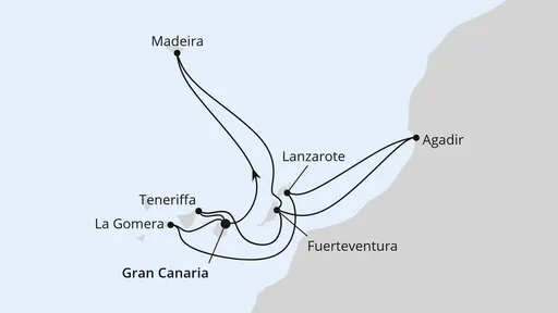 Route Große Kanaren-Reise mit Madeira & Marokko