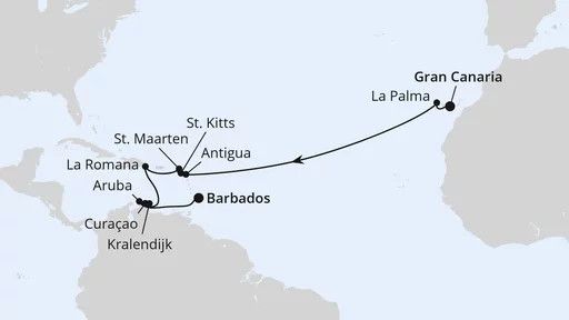 AIDAperla Kreuzfahrt - 19 Nächte - Von Gran Canaria nach Barbados ab 14.11.26