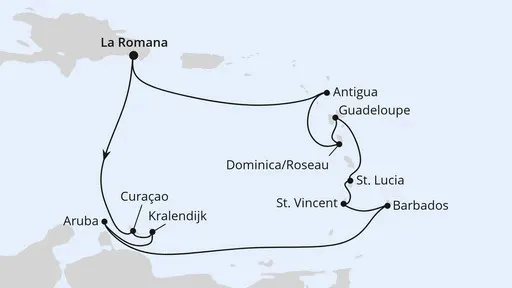 Route Karibische Inseln ab Dominikanische Republik