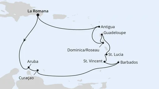 Route Karibische Inseln ab Dominikanische Republik
