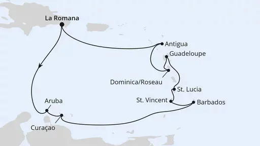 Route Karibische Inseln ab Dominikanische Republik