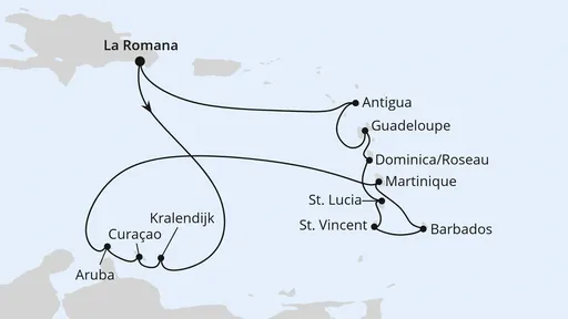 Route Karibische Inseln ab Dominikanische Republik