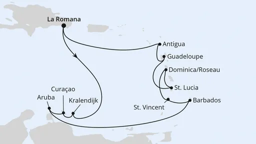 Route Karibische Inseln ab Dominikanische Republik