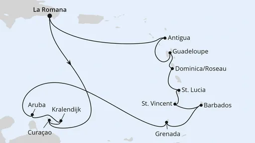 Route Karibische Inseln ab Dominikanische Republik