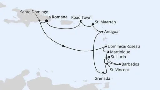 Route Kleine Antillen ab Dom. Republik 1